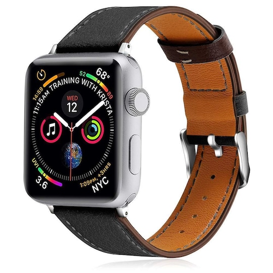 Apple Watch rannekoru 38 mm aitoa nahkaa - musta