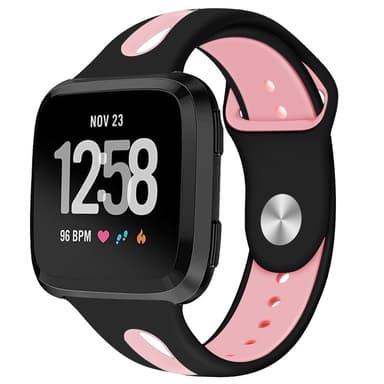 Fitbit Versa rannekoru silikoni musta / vaaleanpunainen