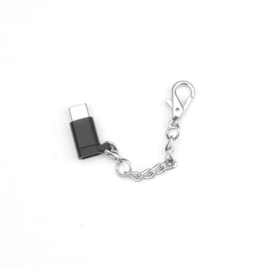 Micro USB - USB-C -sovitin - musta