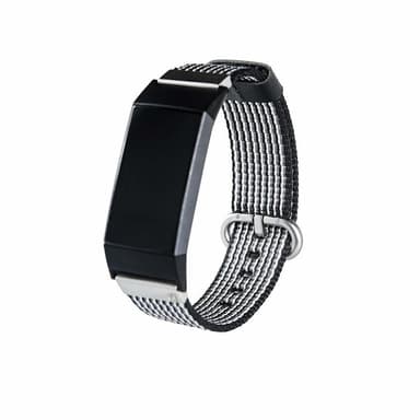 Fitbit Charge 3/4 rannekoru nailon musta / valkoinen