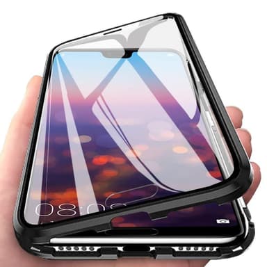 Huawei P20 Pro:n magneettikuori näytönsuojalla - musta
