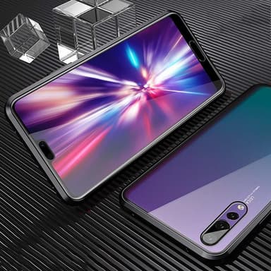 Huawei P20 Pro:n magneettikuori näytönsuojalla - musta