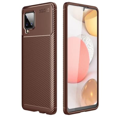 Carbon silikoni kuori Samsung Galaxy A42  - ruskea