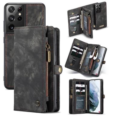 CaseMe Lompakkokotelo 11-kortti Samsung Galaxy S21 Ultra  - Musta / ha