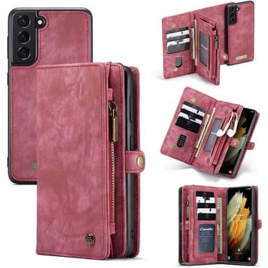 CaseMe Lompakkokotelo 11-kortti Samsung Galaxy S21 Plus  - punainen