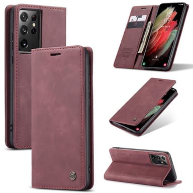 CaseMe Smart FlipCase Samsung Galaxy S21 Ultra  - viininpunainen
