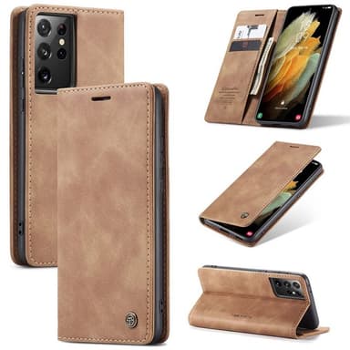 CaseMe Smart FlipCase Samsung Galaxy S21 Ultra  - ruskea