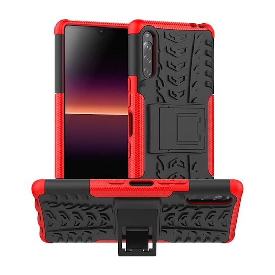 Iskunkestävä Suojakuori kotelo jalustalla Sony Xperia L4  - punainen