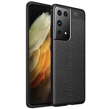 Nahkakuvioitu TPU kuori Samsung Galaxy S21 Ultra  - musta