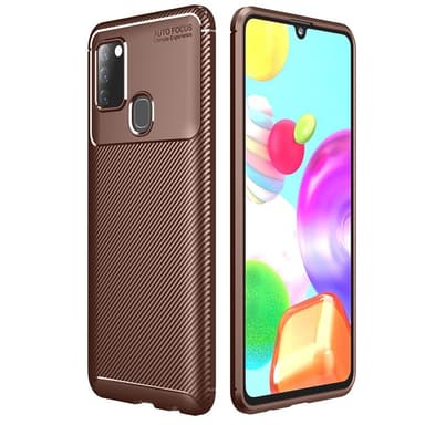 Carbon silikoni kuori Samsung Galaxy A21s  - ruskea