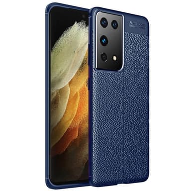 Nahkakuvioitu TPU kuori Samsung Galaxy S21 Ultra  - sininen