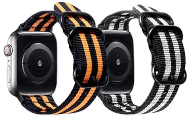 SKALO Nato Ranneke Nailona Apple Watch 42/44/45/49mm - Musta-Oranssi