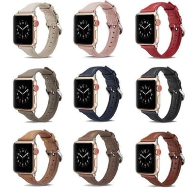 SKALO Kapea Nahkaranneke Apple Watch 38/40/41mm - Vaaleanruskea