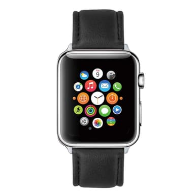 SKALO Nahkaranneke Apple Watch 38/40/41mm - Musta