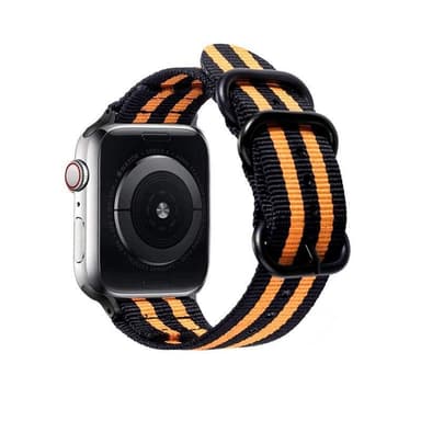 SKALO Nato Ranneke Nailona Apple Watch 42/44/45/49mm - Musta-Oranssi