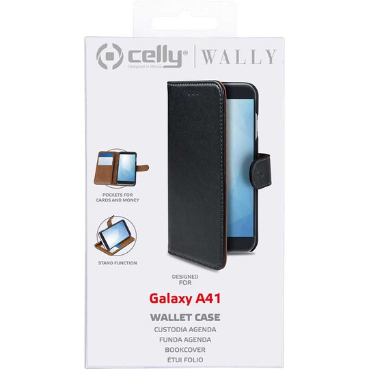 Celly Wallet Case Samsung Galaxy A41 - musta