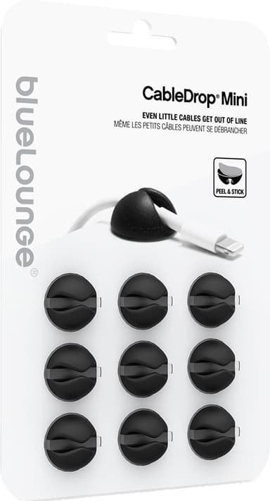 BlueLounge CableDrop pienet kaapelipidikkeet CDM-BL (musta)