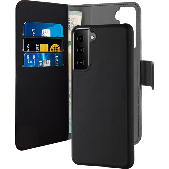 Puro 2in1 Samsung Galaxy S21 lompakkokotelo (musta)