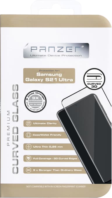Panzer Full-Fit Samsung Galaxy S21 Ultra näytönsuoja (musta)