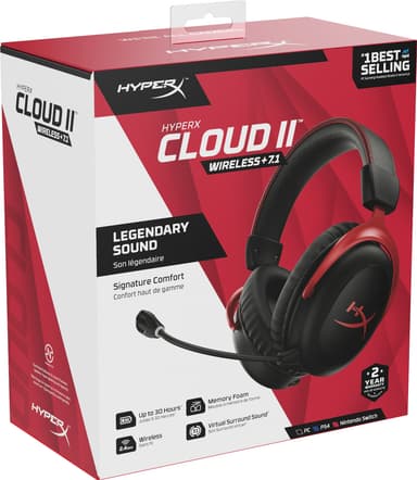 HyperX Cloud II Wireless langattomat pelikuulokkeet (musta/punainen)