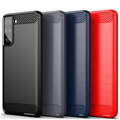 SKALO Samsung S21 Plus Armor Carbon Iskunkestävä TPU suojakuori - Punainen