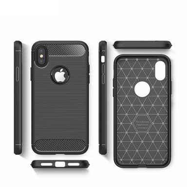 SKALO iPhone XS Max Armor Carbon Iskunkestävä TPU suojakuori - Sininen