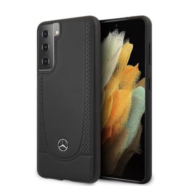 Mercedes Benz Samsung Galaxy S21 Plus Kuori Logo Perforoitu Musta