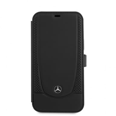 Mercedes Benz iPhone 12/iPhone 12 Pro Kotelo Logo Perforoitu Musta