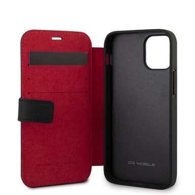 Ferrari iPhone 12 Mini Kotelo Logo Perforoitu Musta