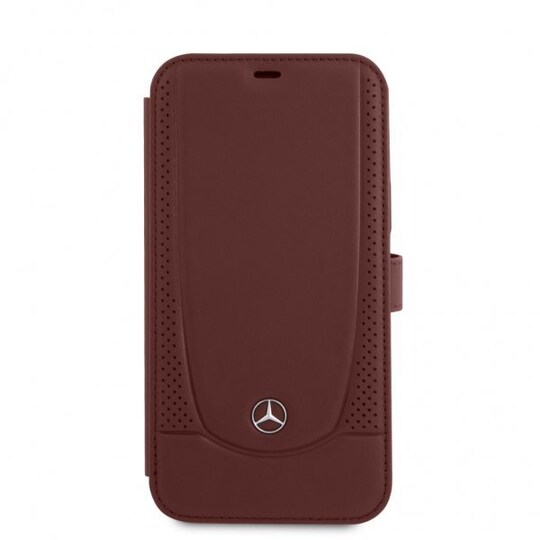 Mercedes Benz iPhone 12/iPhone 12 Pro Kotelo Logo Perforoitu Punainen