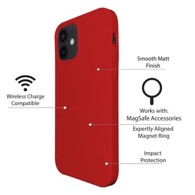 iPhone 12 silikonikuori suunniteltu toimimaan MagSafe - Red
