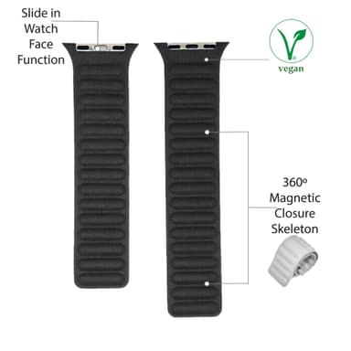Vegaaninen nahka magneettinen Apple Watch Band 38/40 mm Black