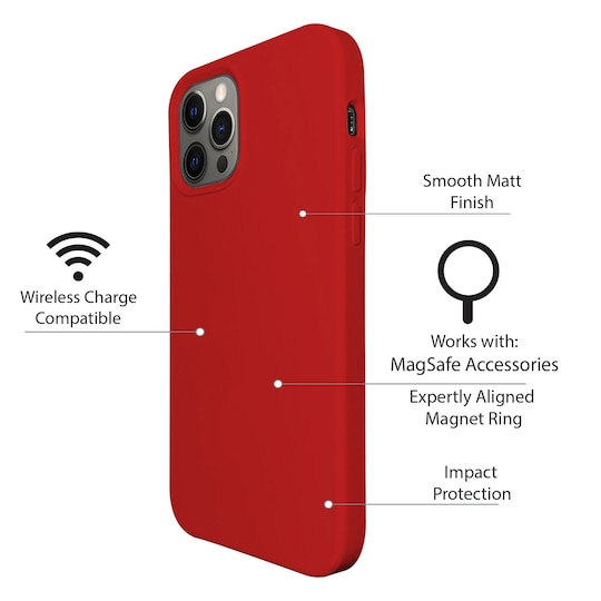 iPhone 12 Pro silikonikuori suunniteltu toimimaan MagSafe - Red