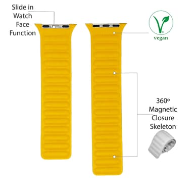 Vegaaninen nahka magneettinen Apple Watch Band 38/40 mm Yellow