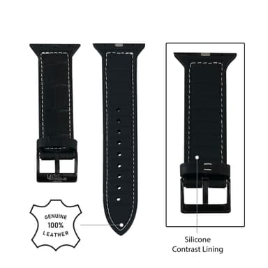 Aitoa nahkaa Croc design Apple Watch ranneke 42/44 mm Black