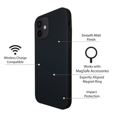 iPhone 12 mini silikonikuori suunniteltu toimimaan MagSafe - Black