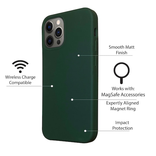 iPhone 12 Pro Max silikonikuori suunniteltu toimimaan MagSafe - Green