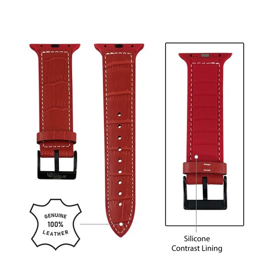 Aitoa nahkaa Croc design Apple Watch ranneke 42/44 mm Red
