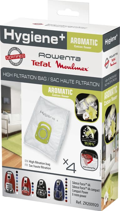 Rowenta, OBH Nordica Hygiene+ Aromatic pölypussit ZR200920 (4 kpl)