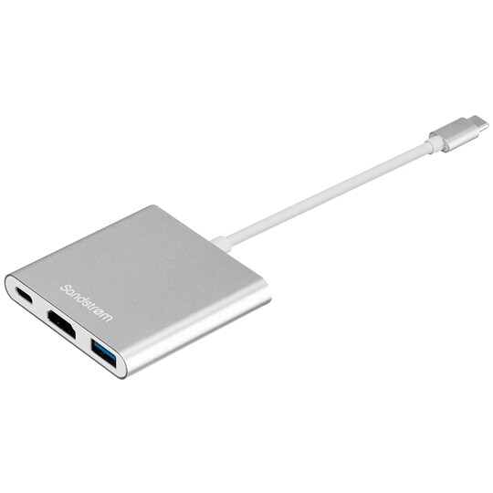 Sandstrøm USB-C moniadapteri (hopea)