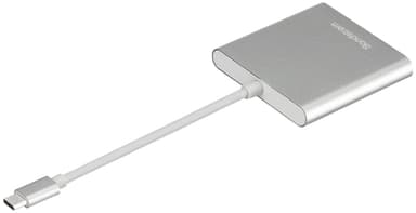 Sandstrøm USB-C moniadapteri (hopea)