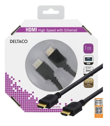 DELTACO HDMI-kaapeli, Premium High Speed HDMI with Ethernet, 4K, U