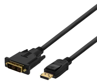 DELTACO DisplayPort DVI-monitorikaapelille, 20-napainen ha - ha 3m, musta