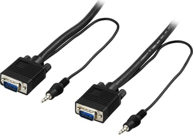 DELTACO-näyttökaapeli RGB HD15ha-ha, ilman nastaa 9, 3,5 mm: n äänellä, 0,5 m