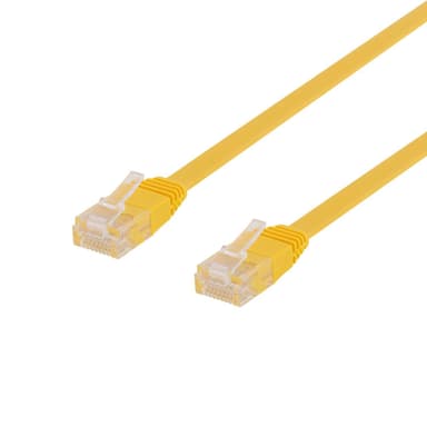 DELTACO U / UTP Cat6 -korjauskaapeli, litteä, 0,3 m, 250 MHz, keltainen
