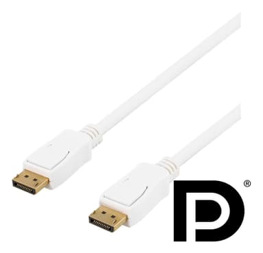 DELTACO DisplayPort -kaapeli, 3 m, 4K UHD, DP 1.2, valkoinen