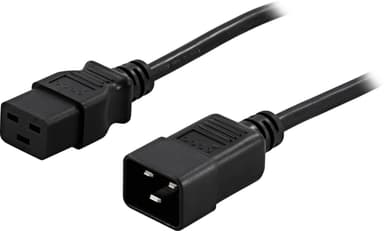 DELTACO-laitteen kaapeli, maadoitettu, IEC320 C19 - C20, 16 A / 250 V, 3m
