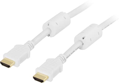 DELTACO HDMI-kaapeli, High Speed HDMI, Ethernet, 4K, 5m, valkoinen