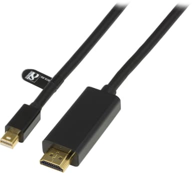 DELTACO mini DisplayPort - HDMI -kaapeli äänellä, Full HD 60Hz, 3m,