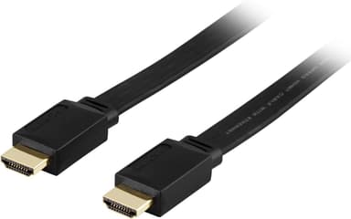 DELTACO-litteä HDMI-kaapeli, High Speed HDMI, Ethernet, 4K, 5m, musta